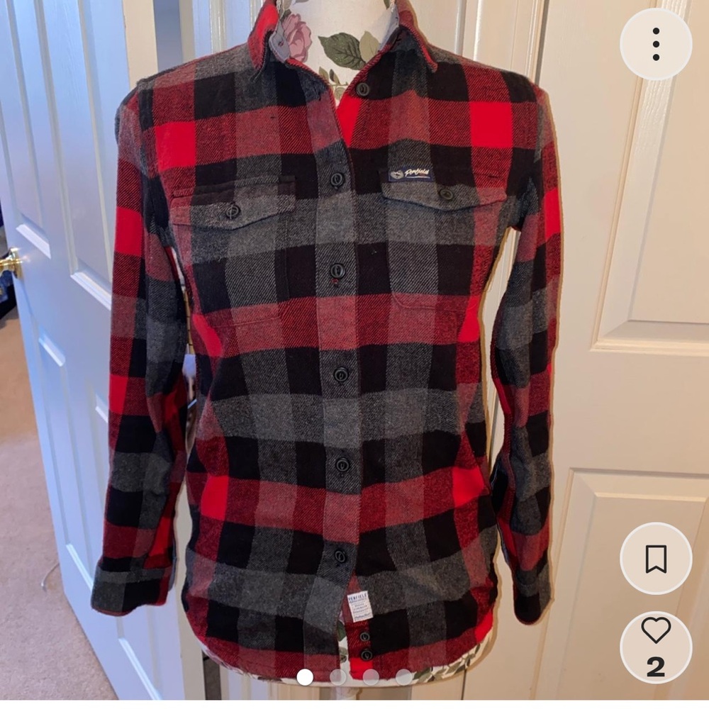Penfield Chatham Buffalo Plaid Button Up Boyfriend Style Flannel Cotton Shirt, M